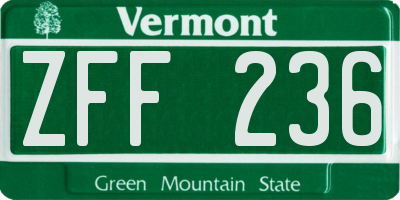 VT license plate ZFF236