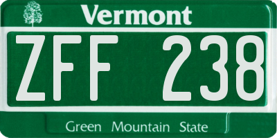 VT license plate ZFF238