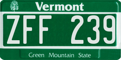 VT license plate ZFF239