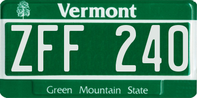 VT license plate ZFF240