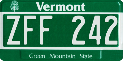 VT license plate ZFF242