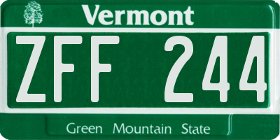 VT license plate ZFF244