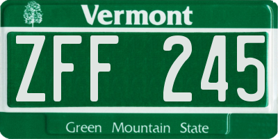 VT license plate ZFF245