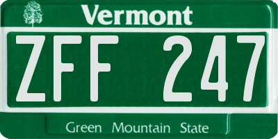 VT license plate ZFF247