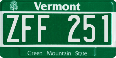 VT license plate ZFF251