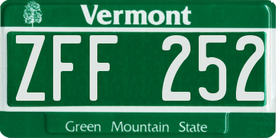 VT license plate ZFF252