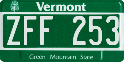 VT license plate ZFF253