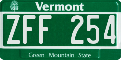 VT license plate ZFF254