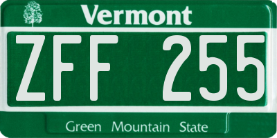 VT license plate ZFF255