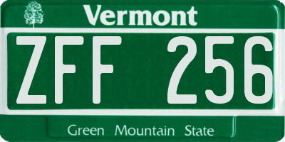 VT license plate ZFF256