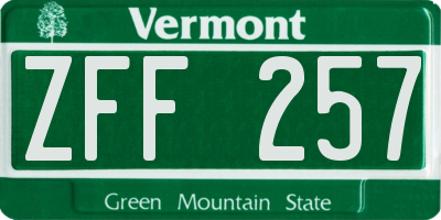 VT license plate ZFF257