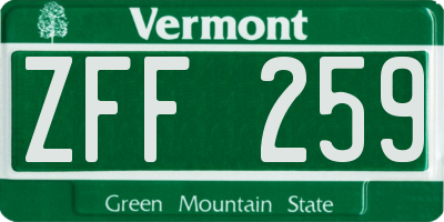 VT license plate ZFF259