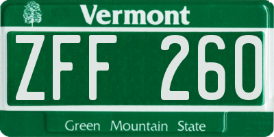 VT license plate ZFF260