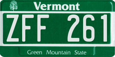 VT license plate ZFF261