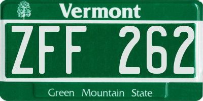 VT license plate ZFF262