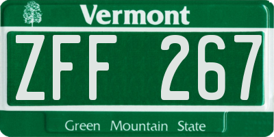 VT license plate ZFF267