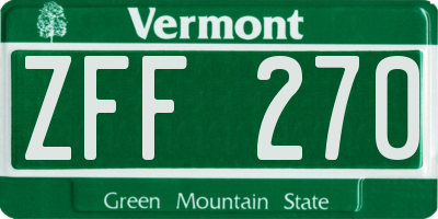 VT license plate ZFF270