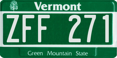 VT license plate ZFF271