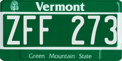 VT license plate ZFF273