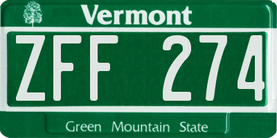 VT license plate ZFF274