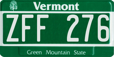 VT license plate ZFF276