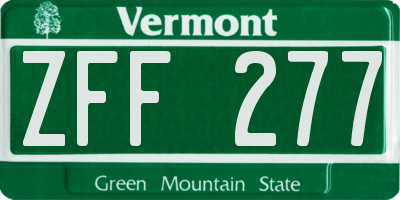 VT license plate ZFF277