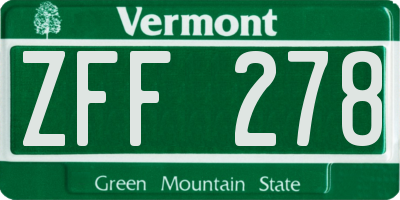 VT license plate ZFF278