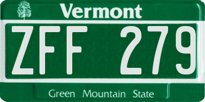 VT license plate ZFF279