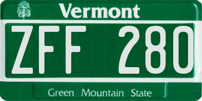 VT license plate ZFF280