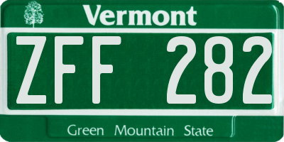 VT license plate ZFF282