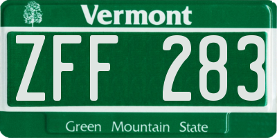 VT license plate ZFF283