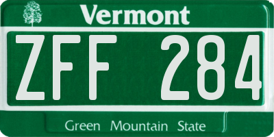 VT license plate ZFF284
