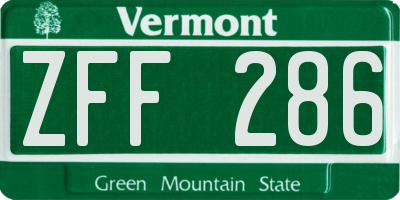 VT license plate ZFF286