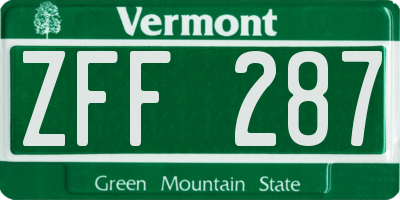 VT license plate ZFF287