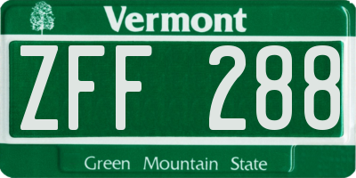 VT license plate ZFF288