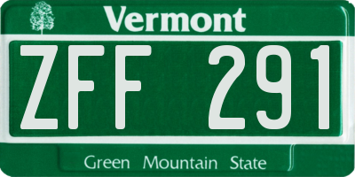 VT license plate ZFF291