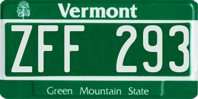 VT license plate ZFF293