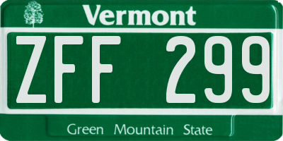 VT license plate ZFF299