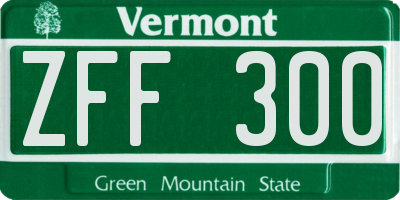 VT license plate ZFF300