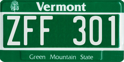 VT license plate ZFF301
