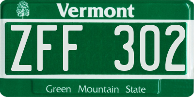 VT license plate ZFF302