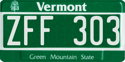 VT license plate ZFF303