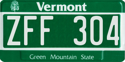 VT license plate ZFF304
