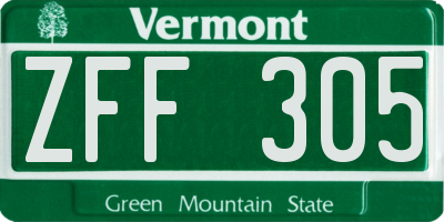 VT license plate ZFF305