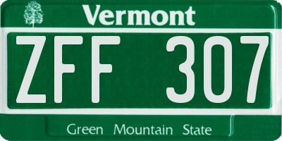 VT license plate ZFF307