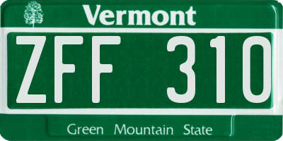 VT license plate ZFF310