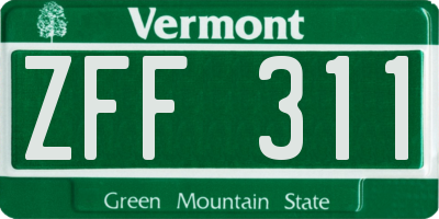 VT license plate ZFF311