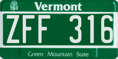 VT license plate ZFF316