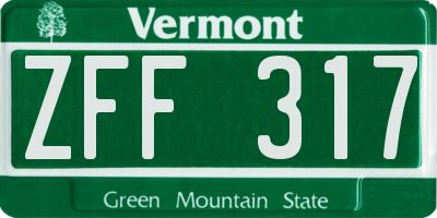 VT license plate ZFF317
