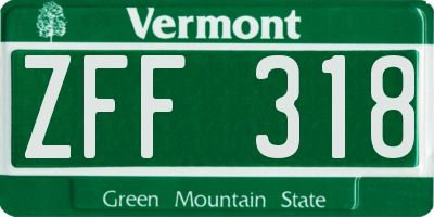 VT license plate ZFF318